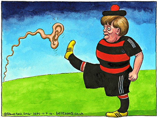 Steve Bell on Angela Merkel asking US intelligence official to leave Germany