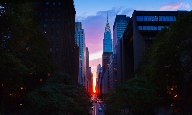 The Chrysler Building illuminated by Manhattanhenge