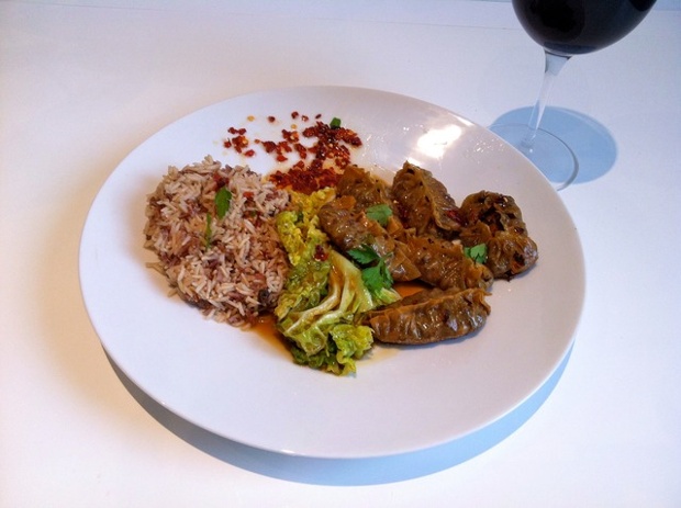 Korean Pot Stickers: Delicious dumplings with savoy cabbage, basmati rice and sweet chilli oil.