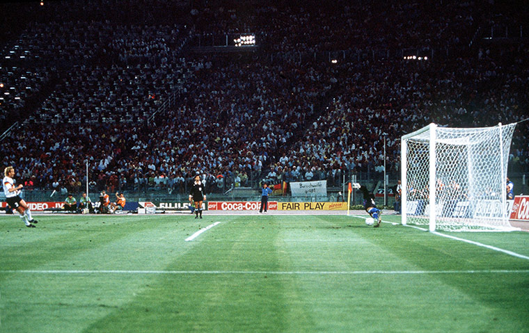 1990 world cup final: Penalty scored past goalkeeper Sergio Goycochea