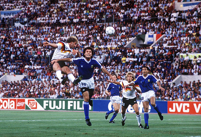 1990 world cup final: Rudi Voller goes close with a header