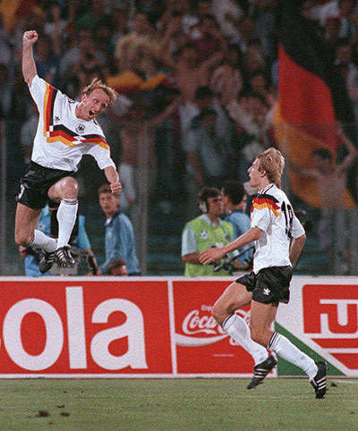 1990 world cup final: Andreas Brehme celebrates