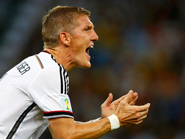 Schweinsteigar's Final: Germany's Bastian Schweinsteiger urges his team on