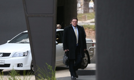 PUP senator Glenn Lazarus arrives for a morning meeting at their press club offices in Canerra, Tuesday 15th July 2014