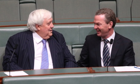 PUP Clive Palmer and the Leader of the House Christopher Pyne before question time in the House of Representatives this afternoon Tuesday 15th July 2014