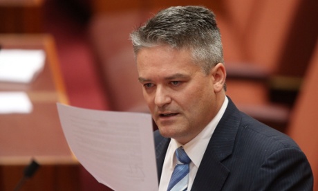 The. Minister for Finance Mathias Corrman in the senate this afternoon Tuesday 15th July 2014