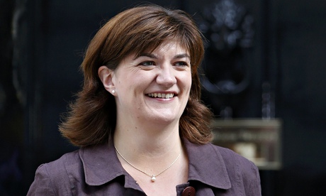 The new education secretary, Nicky Morgan leaves No 10 after her appointment.