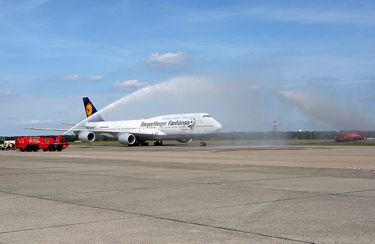 victory parade: World Cup 2014 Winners Germany Arrive At Berlin Tegel Airport