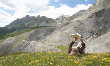 woman reading in nature