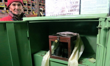 Everest base camp trek: the 'yeti skull' at Khumjung monastery