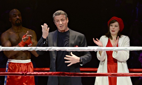 Sylvester Stallone, centre, at the Broadway opening of Rocky