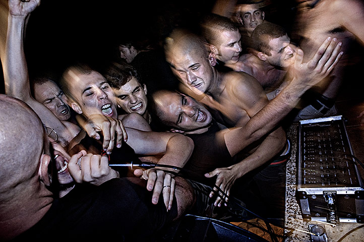 Weekend - Skinheads : Young people at a nazi concert in Padova, Italy