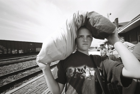 Boy at train station Williston