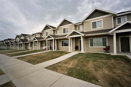 row of new built houses in williston