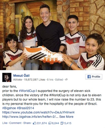 mesut ozil world cup facebook 