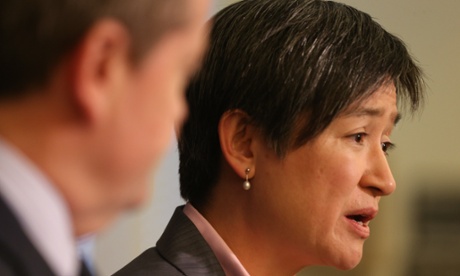 Penny Wong at a press conference this morning in Parliament House, Thursday 17th July 2014