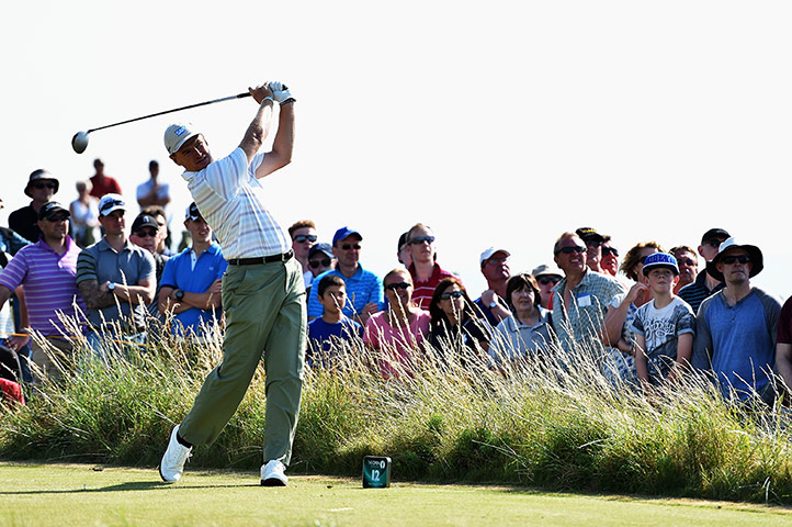 open golf day 1: Ernie Els tees off on the 12th