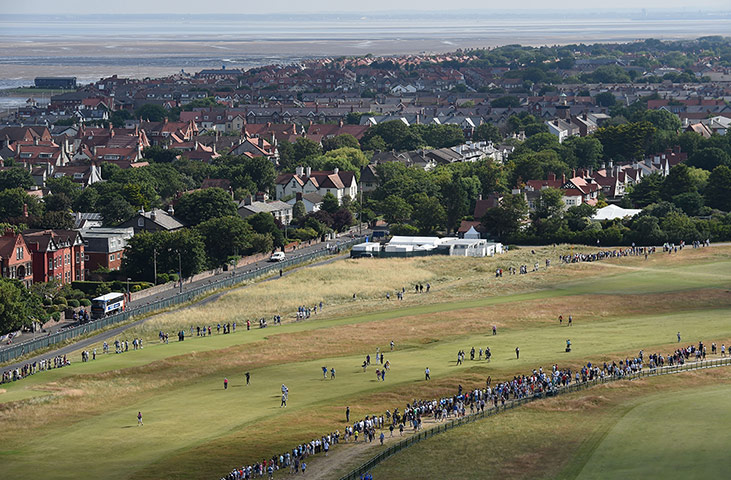open golf day 1: A general view of the first hole