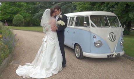 Our wedding day with Lulu the VW we hired