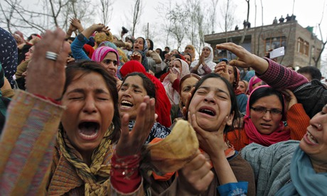 Kashmiri women at the funeral of a civilian killed by members of the Central Reserve Police Force (C