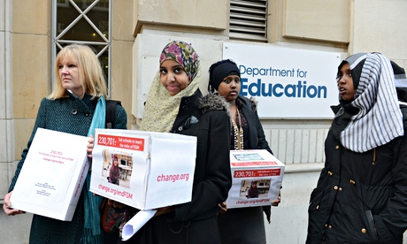 Fahma Mohamed and fellow campaigners gather before their meeting with Michael Gove