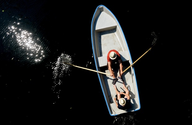 Tourists take advantage of the sunny weather on the River Havel in Potsdam, Germany.
