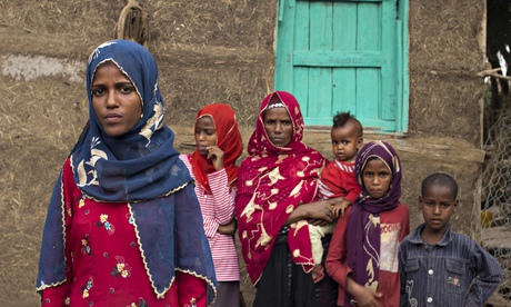 Lubaba Abdella and the family she supported with her earnings in Saudi Arabia. Photograph: Clare Price/ODI