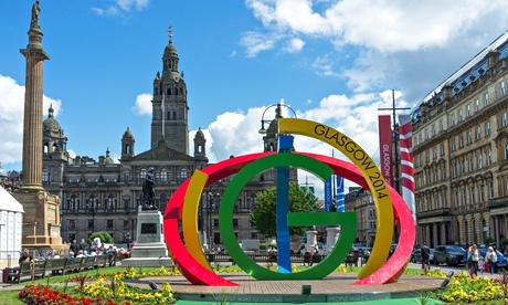 The 2014 Commonwealth Games logo in George Square, Glasgow.