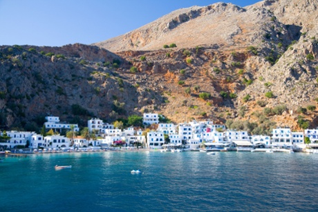 Loutro village beneath the White Mountains, Crete