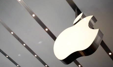 The Apple logo is pictured inside the newly opened Omotesando Apple store at a shopping district in Tokyo.