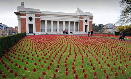 Thousands of paper poppies at the Menin Gate