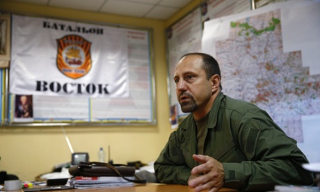 Rebel commander Alexander Khodakovsky of the Vostok Battalion speaks during an interview in Donetsk.ukraine