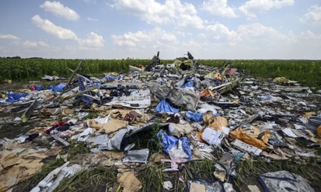 The crash site of the downed Malaysia Airlines flight MH17, in a field near the village of Grabovo, Ukraine.