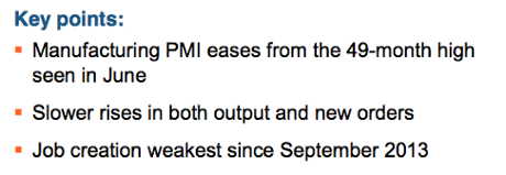 US factory PMI, to July 2014