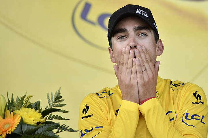 Best TDF 2014: France's Tony Gallopin celebrates his yellow jersey