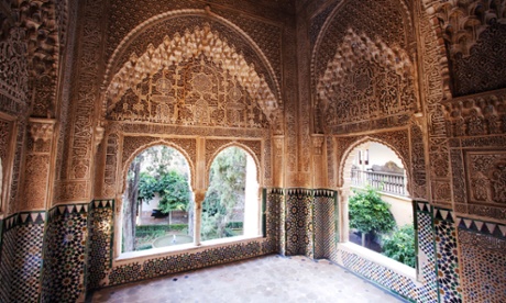 Spain Europe Andalusia Granada Alhambra UNESCO world cultural heritage Lindaraja window architecture