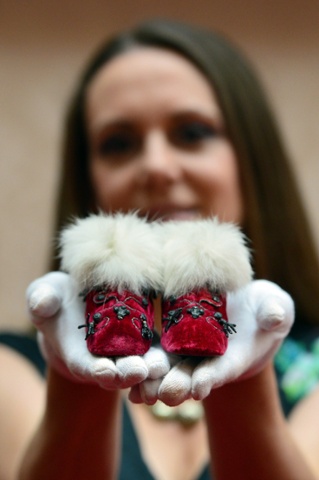 Red velvet fur-lined boots worn by Prince Albert Edward, later King Edward VII