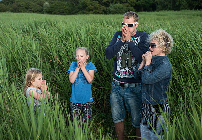 National Trust Hawthorne: National Trust: the Hawthorne family blowing grass trumpets