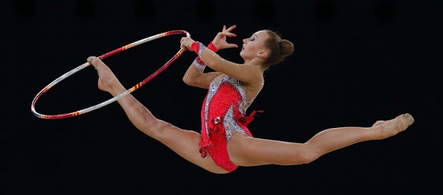Patricia Bezzoubenko of Canada produces a gold medal performance in the rhythmic gymnastics individual all-around final event at the 2014 Commonwealth Games in Glasgow, Scotland.
