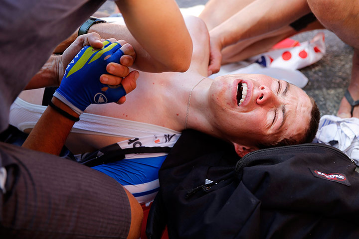 Best TDF 2014: Netapp Endura Procycling's David de la Cruz of Spain after falling badly