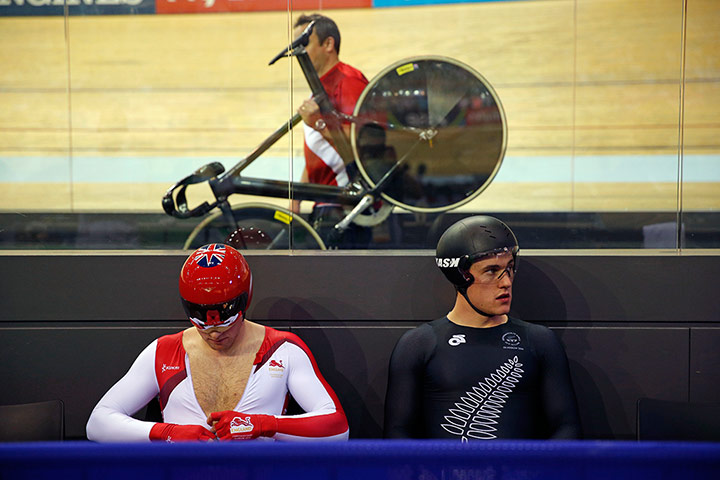 tom jenkins day 2: Sam Webster and Jason Kenny before the final leg in the men's sprint final