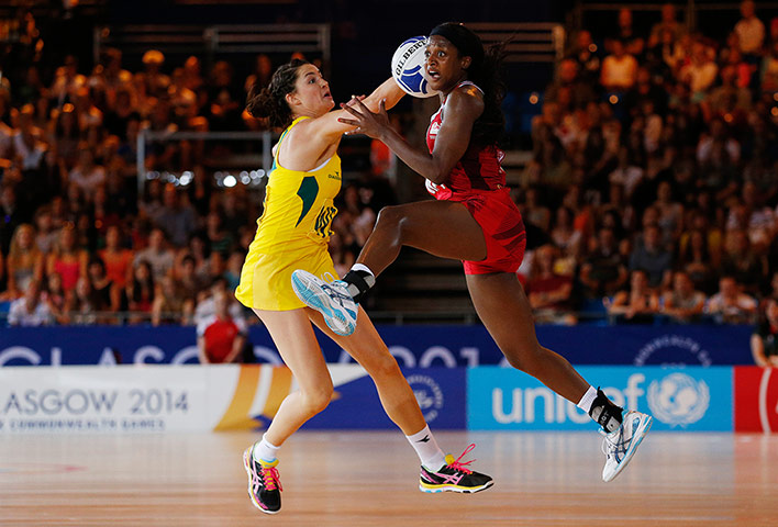tom jenkins day 3: England wing-attack Sasha Corbin and Aussie Sharni Layton 