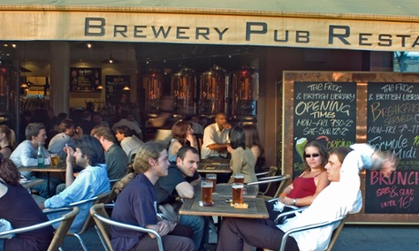 Enjoying a beer at a brew pub in Paris