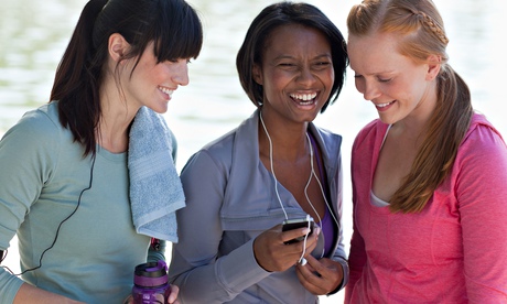 Women enjoying music