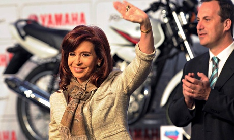 President Cristina Fernández de Kirchner visits a Yamaha factory in Buenos Aires