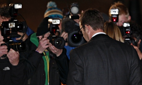 Former News of the World editor Andy Coulson leaves the Old Bailey during his trial.