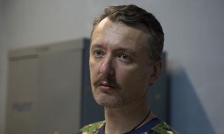 Igor Strelkov, a pro-Russian rebel commander, speaks to the media in the city of Donetsk