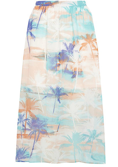 Skirt gallery: Sheer palm print midi skirt