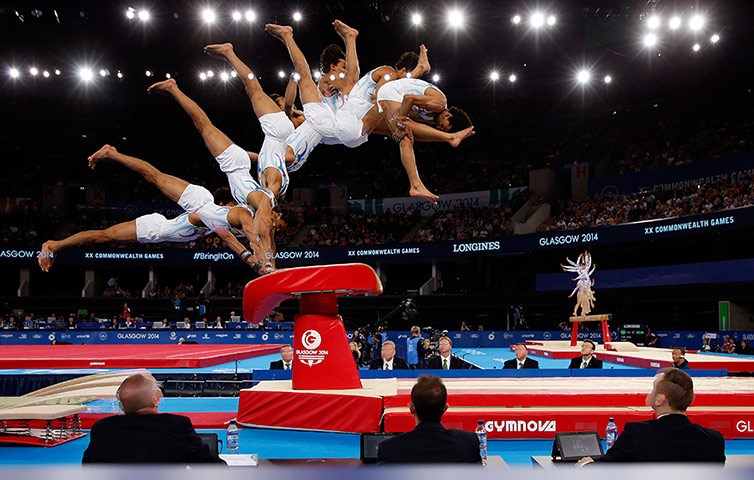Tom Jenkins day six: Anand Patel of Isle of Man competes on the vault