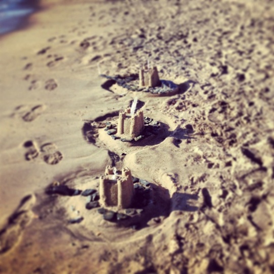 Sand castles in Angelsey, Wales.